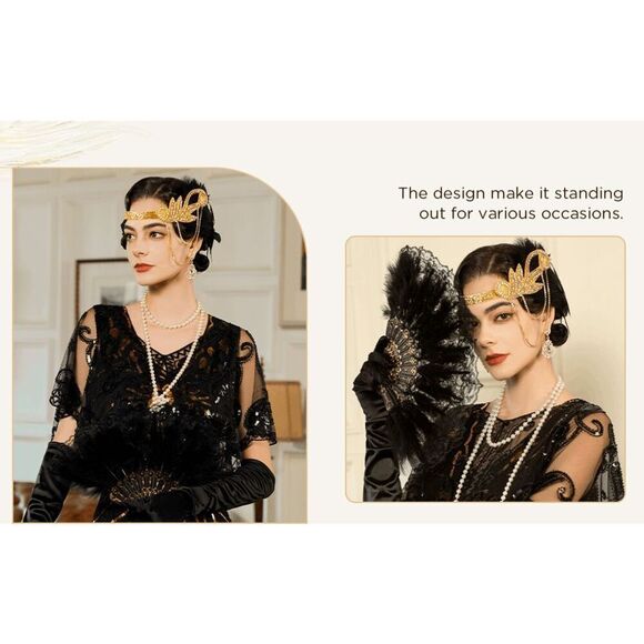 ✨ 6PCS 1920s Accessories Flapper Great Gatsby Vintage Retro Costume Set NEW - Picture 13 of 16